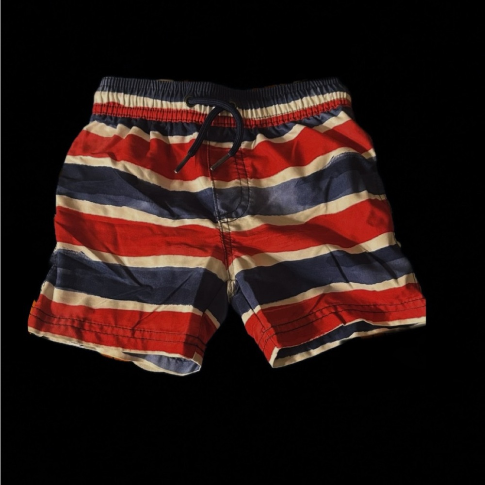 Striped Red and Blue Kids swim Shorts